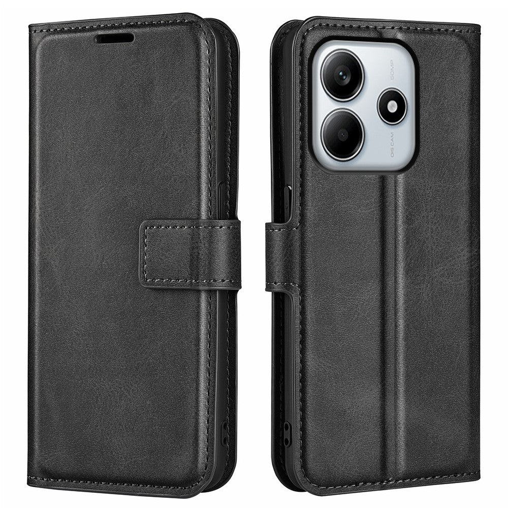 For Xiaomi Redmi Note 14 4G (163.25mm) Stand Case Anti-Scratch Calf Texture Leather Phone Cover