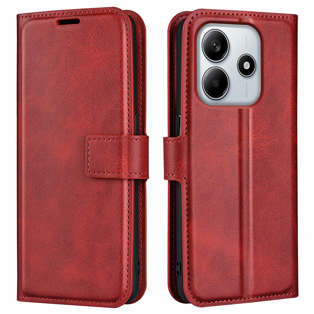 For Xiaomi Redmi Note 14 4G (163.25mm) Stand Case Anti-Scratch Calf Texture Leather Phone Cover
