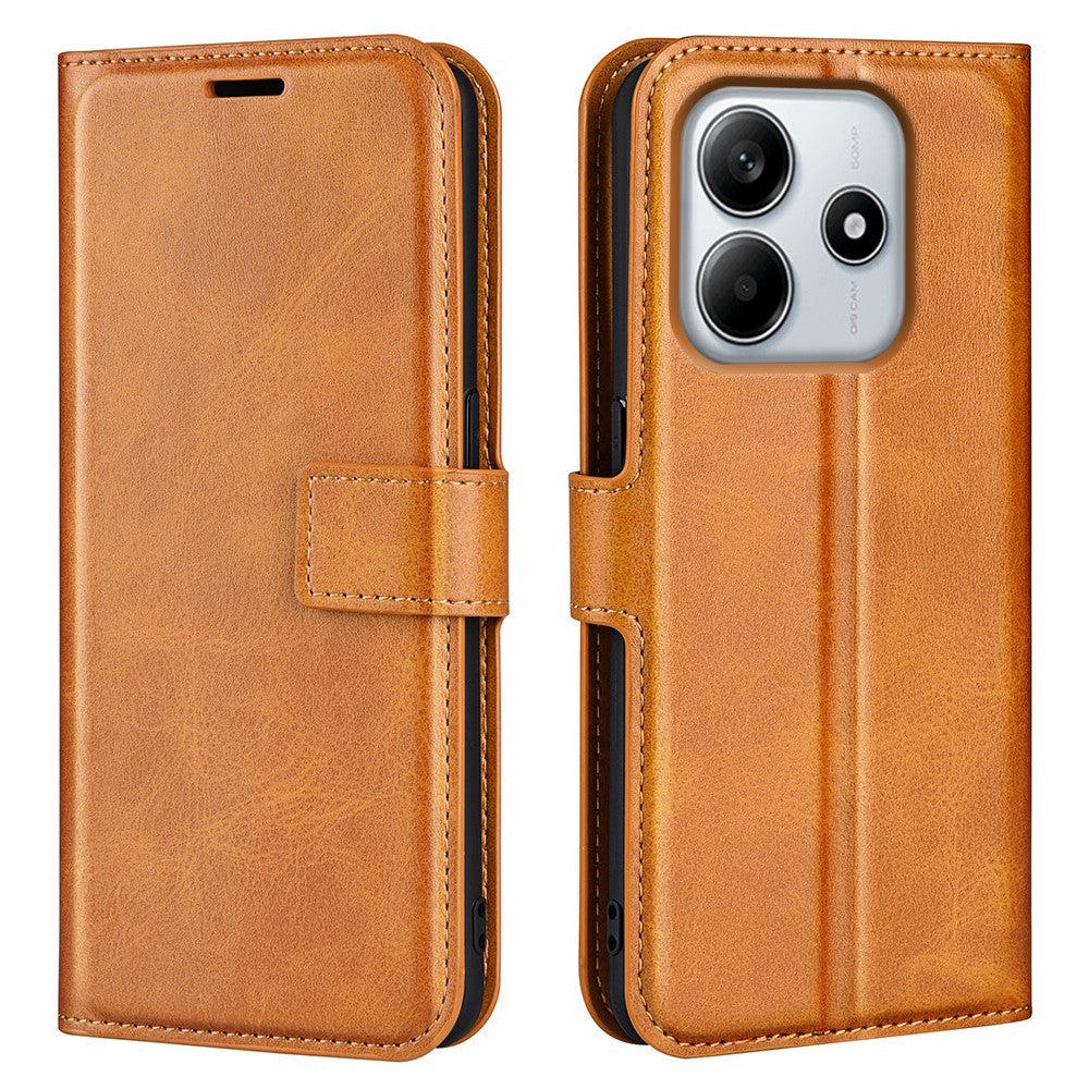 For Xiaomi Redmi Note 14 4G (163.25mm) Stand Case Anti-Scratch Calf Texture Leather Phone Cover