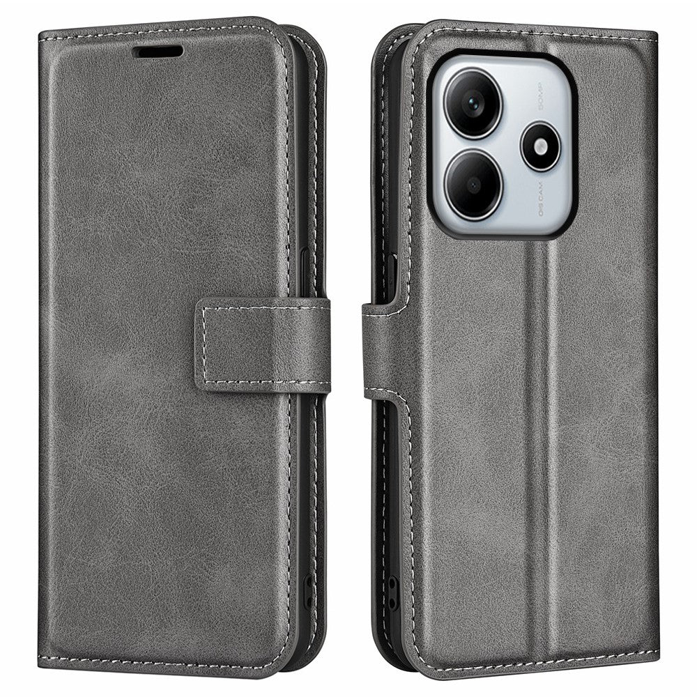 For Xiaomi Redmi Note 14 4G (163.25mm) Stand Case Anti-Scratch Calf Texture Leather Phone Cover