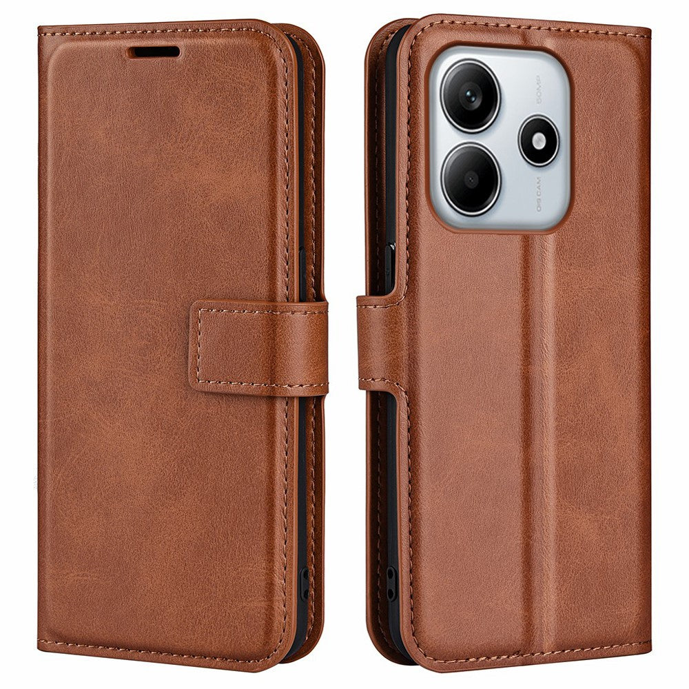 For Xiaomi Redmi Note 14 4G (163.25mm) Stand Case Anti-Scratch Calf Texture Leather Phone Cover