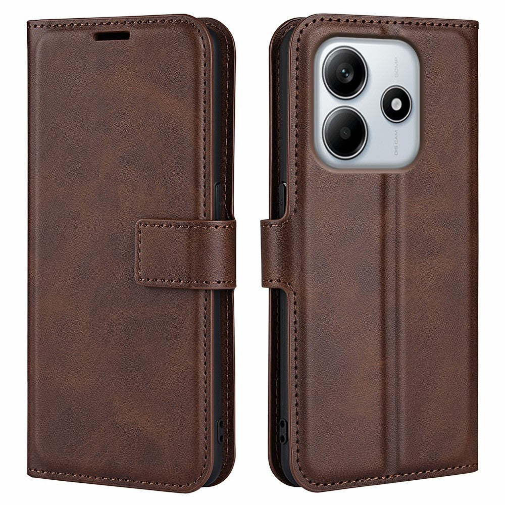 For Xiaomi Redmi Note 14 4G (163.25mm) Stand Case Anti-Scratch Calf Texture Leather Phone Cover