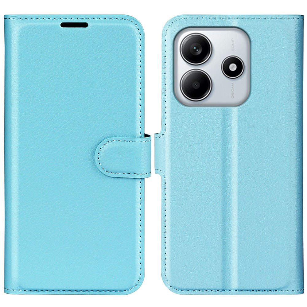 Xiaomi Redmi Note 14 4G (163.25mm) Fodral Litchi Texture Stötsäkert Läder Plånboksfodral