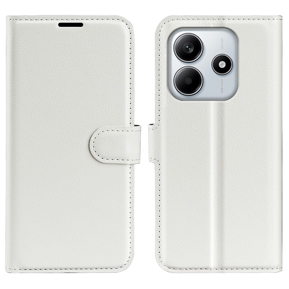 Xiaomi Redmi Note 14 4G (163.25mm) Fodral Litchi Texture Stötsäkert Läder Plånboksfodral