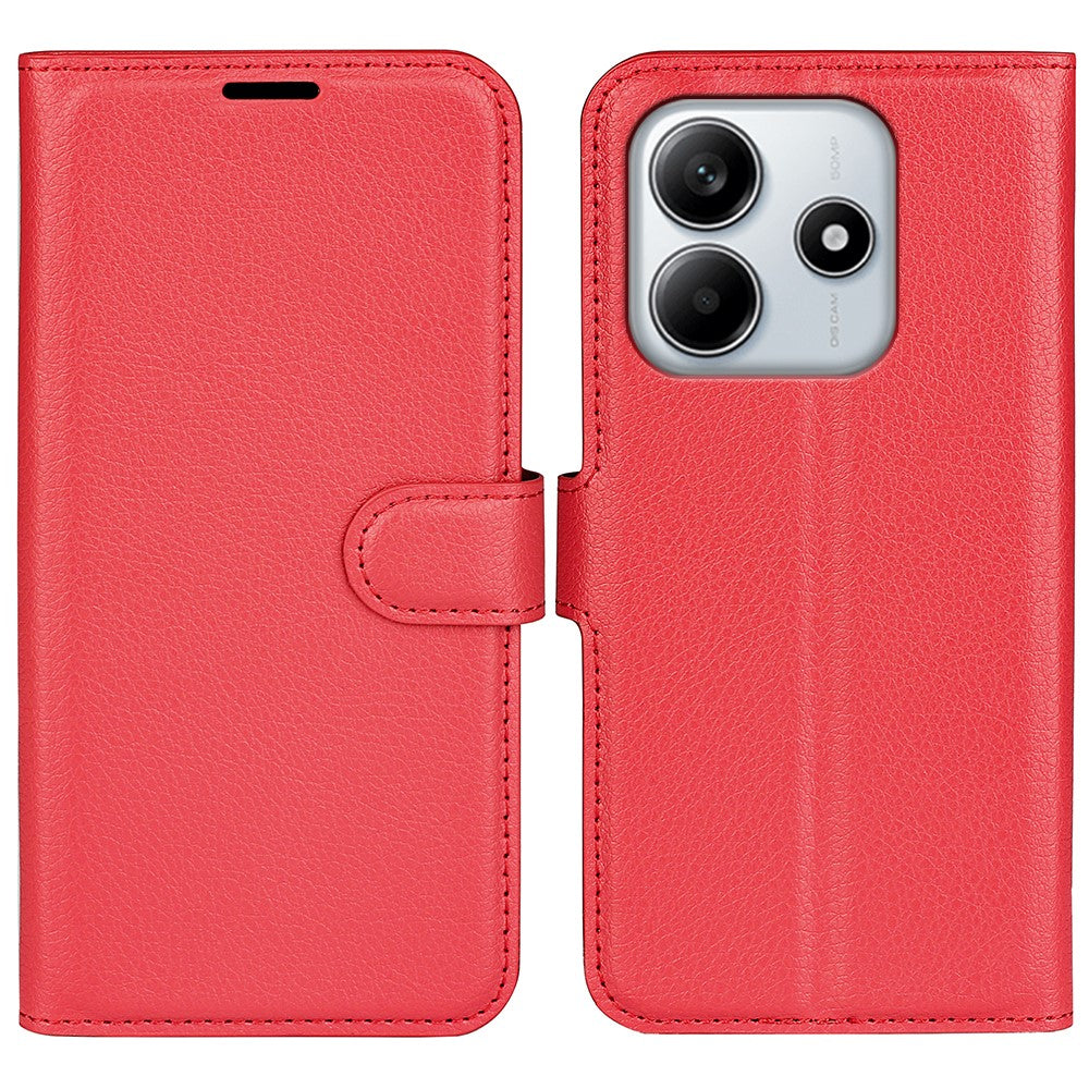 Xiaomi Redmi Note 14 4G (163.25mm) Fodral Litchi Texture Stötsäkert Läder Plånboksfodral