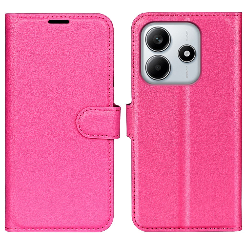Xiaomi Redmi Note 14 4G (163.25mm) Fodral Litchi Texture Stötsäkert Läder Plånboksfodral