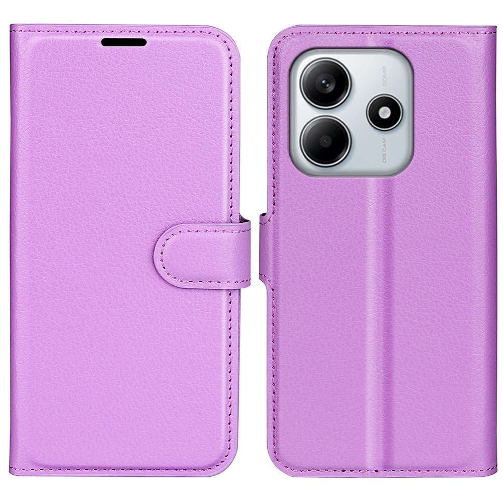 Xiaomi Redmi Note 14 4G (163.25mm) Fodral Litchi Texture Stötsäkert Läder Plånboksfodral