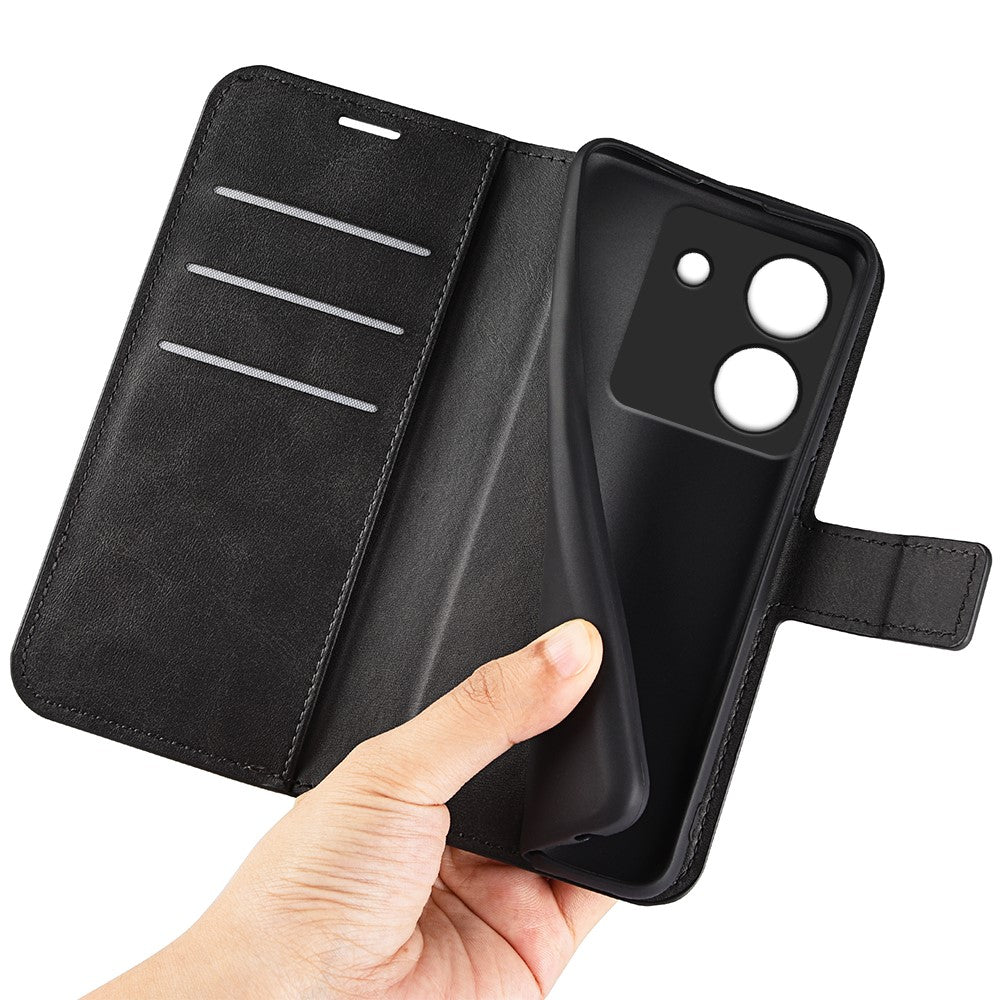 For Xiaomi Poco M7 Pro 5G Stand Case Anti-Scratch Calf Texture Leather Phone Cover