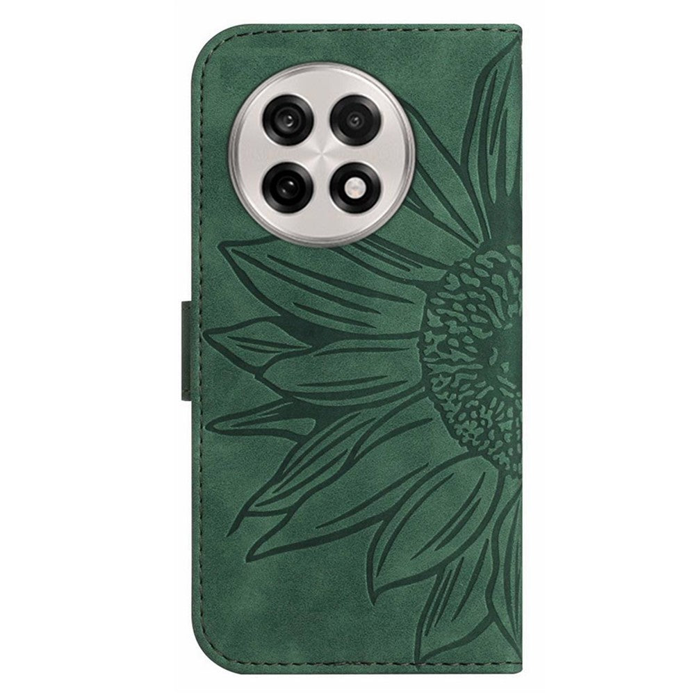 OnePlus 13-skal Sunflower Imprint Läderplånbok mobilskal med Handledsrem