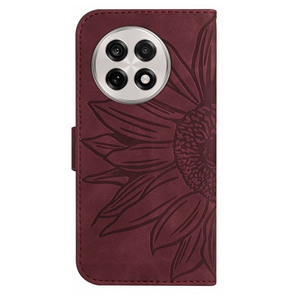 OnePlus 13R 5G-skal Sunflower Imprint PU-lädermobilskal med lång rem