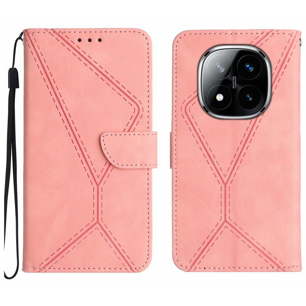 For Xiaomi Redmi Note 14 Pro 4G Case Skin Touch Lines Imprinted PU Leather Flip Phone Cover