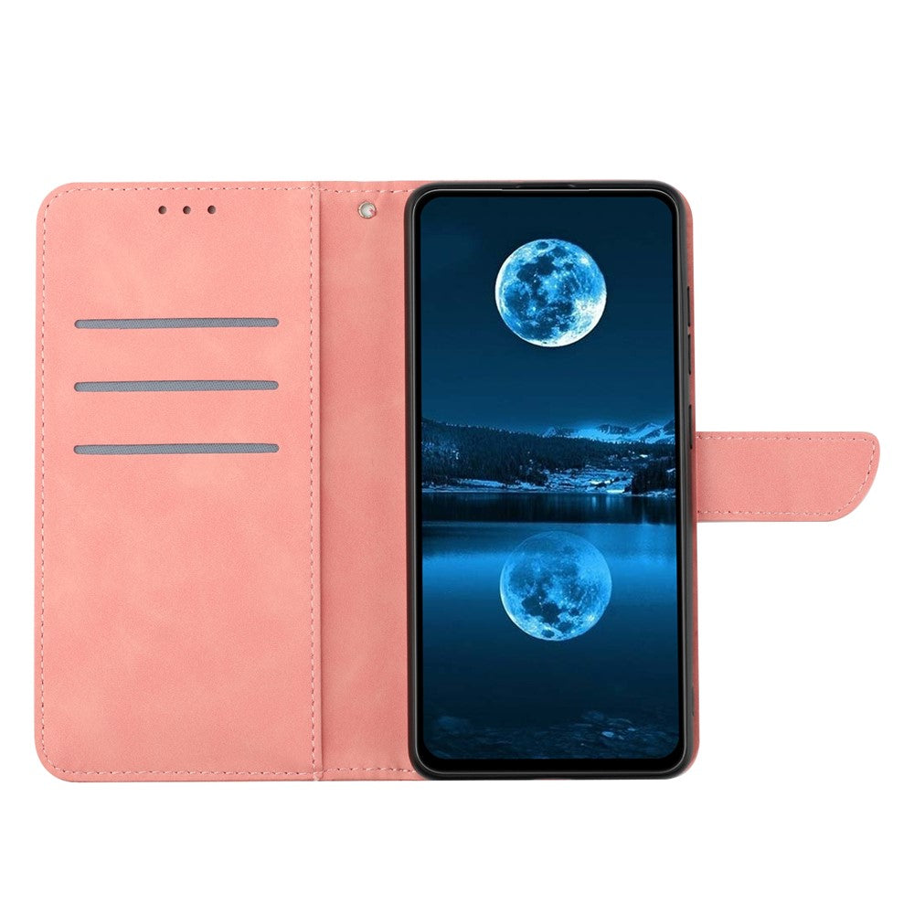 For Xiaomi Redmi Note 14 Pro 4G Case Skin Touch Lines Imprinted PU Leather Flip Phone Cover