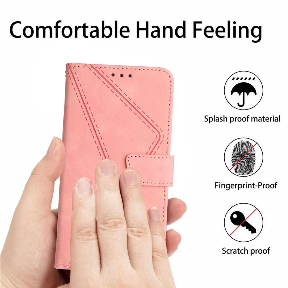 For Xiaomi Redmi Note 14 Pro 4G Case Skin Touch Lines Imprinted PU Leather Flip Phone Cover
