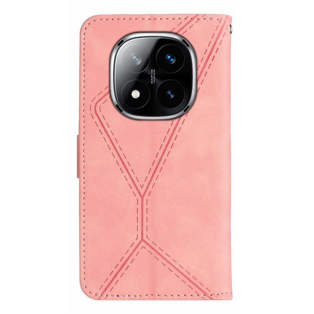 For Xiaomi Redmi Note 14 Pro 4G Case Skin Touch Lines Imprinted PU Leather Flip Phone Cover