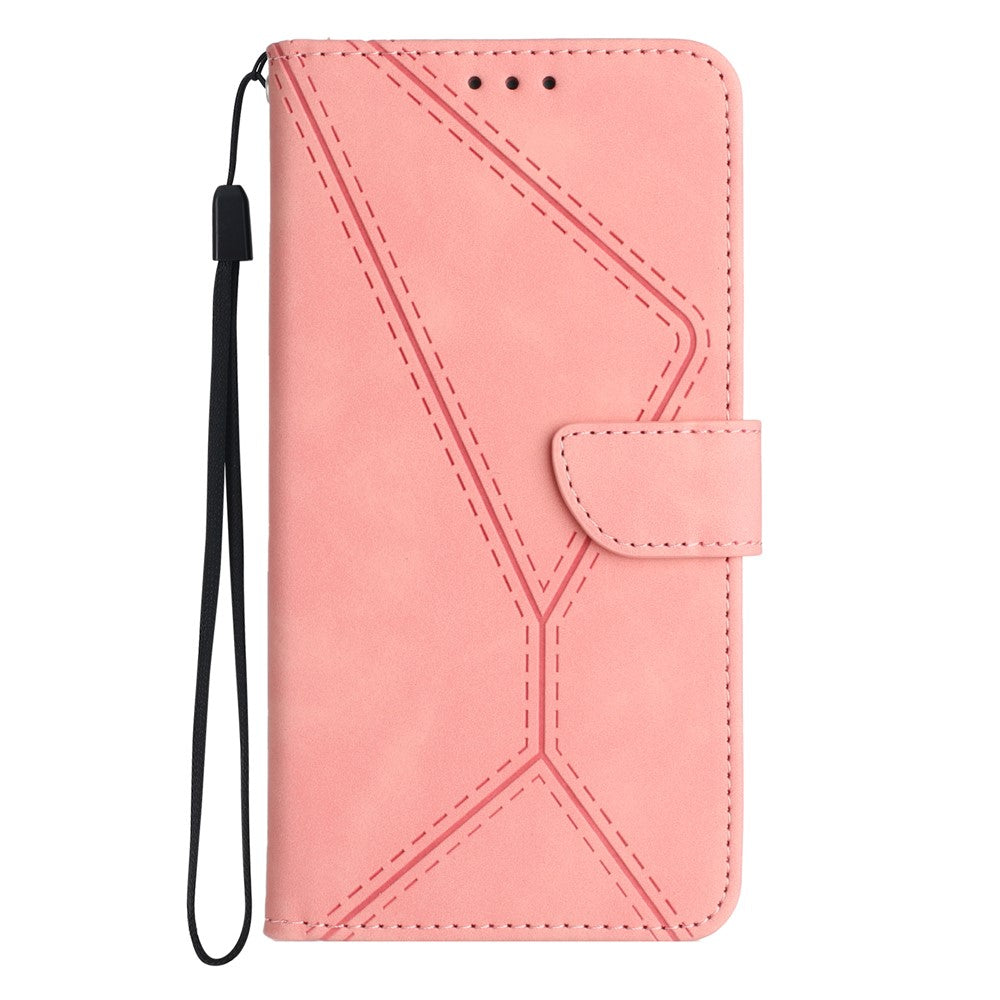 For Xiaomi Redmi Note 14 Pro 4G Case Skin Touch Lines Imprinted PU Leather Flip Phone Cover