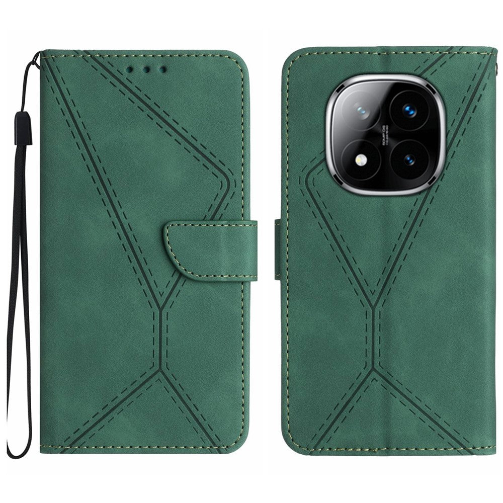 For Xiaomi Redmi Note 14 Pro 4G Case Skin Touch Lines Imprinted PU Leather Flip Phone Cover