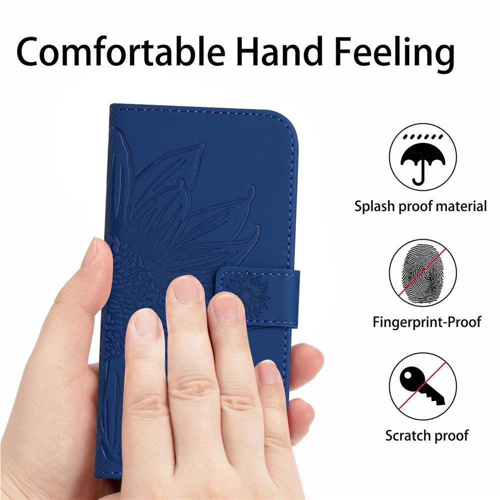 For Xiaomi Redmi Note 14 Pro 4G Case Sunflower Imprint Leather Wallet Phone Cover with Wrist Strap