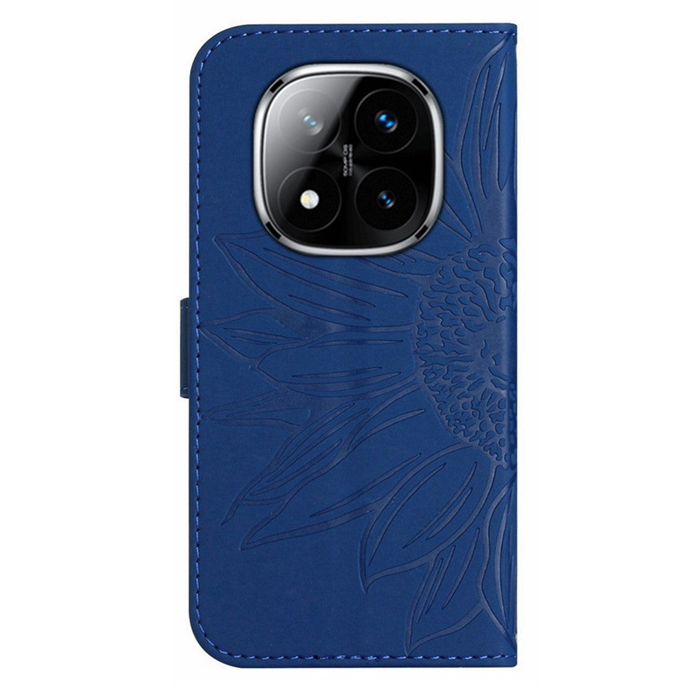 For Xiaomi Redmi Note 14 Pro 4G Case Sunflower Imprint Leather Wallet Phone Cover with Wrist Strap