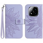 For Xiaomi Redmi Note 14 Pro 4G Case Sunflower Imprint Leather Wallet Phone Cover with Wrist Strap