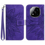 For Xiaomi Redmi Note 14 Pro 4G Case Sunflower Imprint Leather Wallet Phone Cover with Wrist Strap