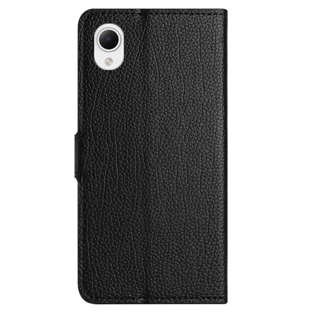 Stødsikkert telefoncover til Samsung Galaxy A23e / A23S, ridsefast Litchi-tekstur PU-læder smartphone-pungcover med stander