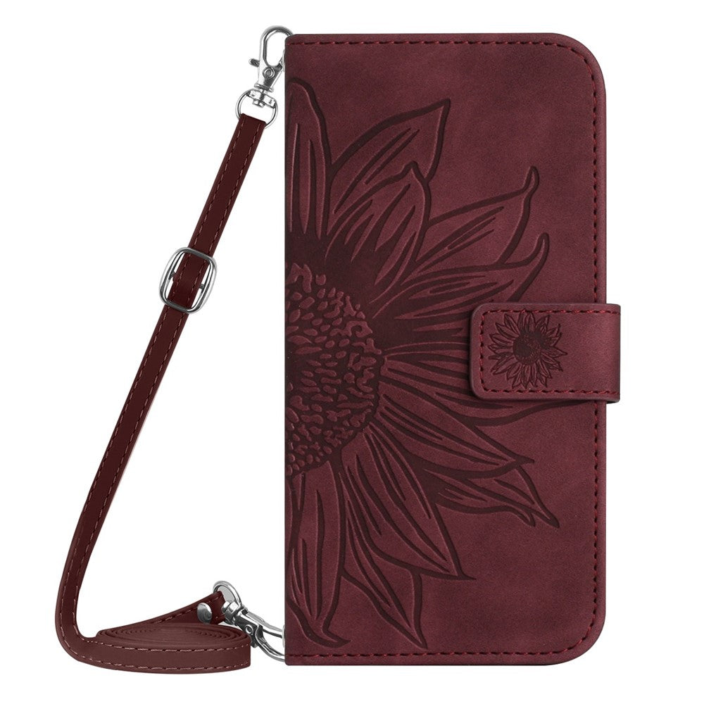 For Honor X9c Smart 5G Etui Solsikkeprint PU Læder Telefoncover med Lang Rem
