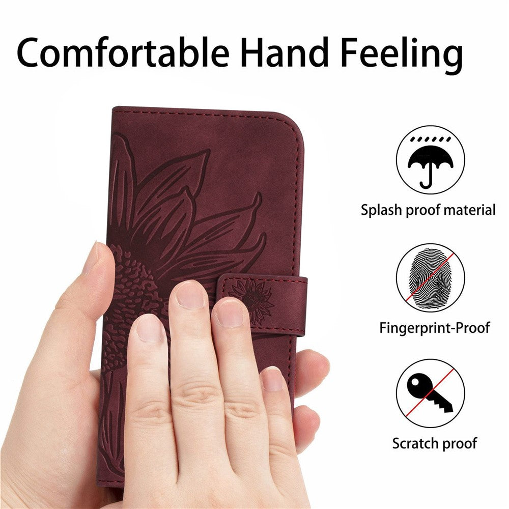 For Honor X9c Smart 5G Etui Solsikkeprint PU Læder Telefoncover med Lang Rem