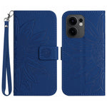 Sunflower-mönstrat läderplånboksskal för Oppo Reno13 F 5G (Reno 13 FS 5G) / 4G med handledsrem