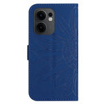 Sunflower-mönstrat läderplånboksskal för Oppo Reno13 F 5G (Reno 13 FS 5G) / 4G med handledsrem