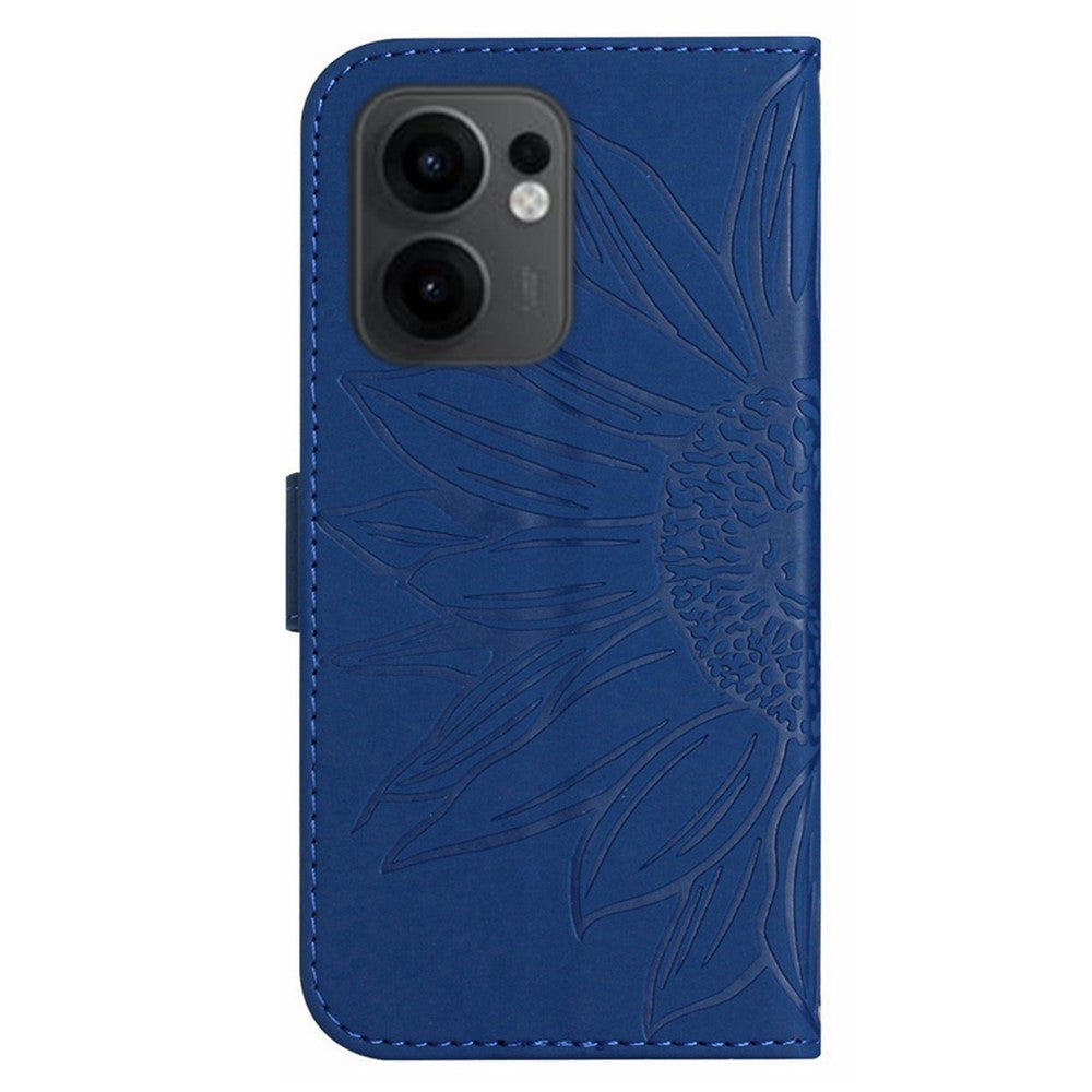 Sunflower-mönstrat läderplånboksskal för Oppo Reno13 F 5G (Reno 13 FS 5G) / 4G med handledsrem