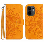 Sunflower-mönstrat läderplånboksskal för Oppo Reno13 F 5G (Reno 13 FS 5G) / 4G med handledsrem