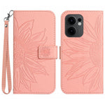 Sunflower-mönstrat läderplånboksskal för Oppo Reno13 F 5G (Reno 13 FS 5G) / 4G med handledsrem