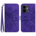Sunflower-mönstrat läderplånboksskal för Oppo Reno13 F 5G (Reno 13 FS 5G) / 4G med handledsrem