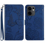 Oppo Reno13 F 5G (Reno 13 FS 5G) / 4G-skal Läderfodral med Fjärilsblomma och Rem