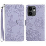 Oppo Reno13 F 5G (Reno 13 FS 5G) / 4G-skal Läderfodral med Fjärilsblomma och Rem