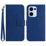 For Oppo Reno13 5G (Global) Case Sunflower Imprint Leather Wallet Phone Cover with Wrist Strap