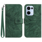 For Oppo Reno13 5G (Global) Case Sunflower Imprint Leather Wallet Phone Cover with Wrist Strap