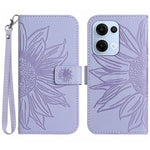 For Oppo Reno13 5G (Global) Case Sunflower Imprint Leather Wallet Phone Cover with Wrist Strap