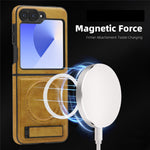 For Samsung Galaxy Z Flip7 FE 5G / Z Flip6 5G Magnetic Case with Folded Kickstand PC Silicone Leather Phone Back Cover