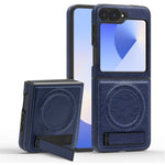 For Samsung Galaxy Z Flip7 FE 5G / Z Flip6 5G Magnetic Case with Folded Kickstand PC Silicone Leather Phone Back Cover