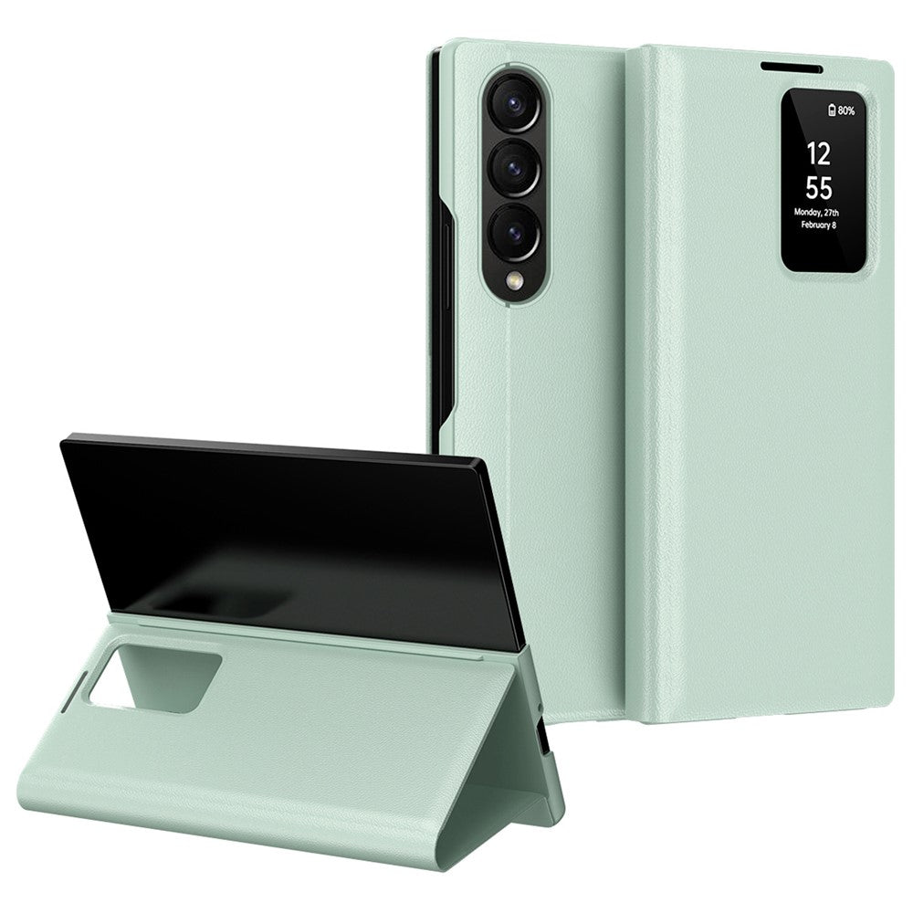 For Samsung Galaxy Z Fold3 5G Case Leather Phone Cover with View Window Card Slot