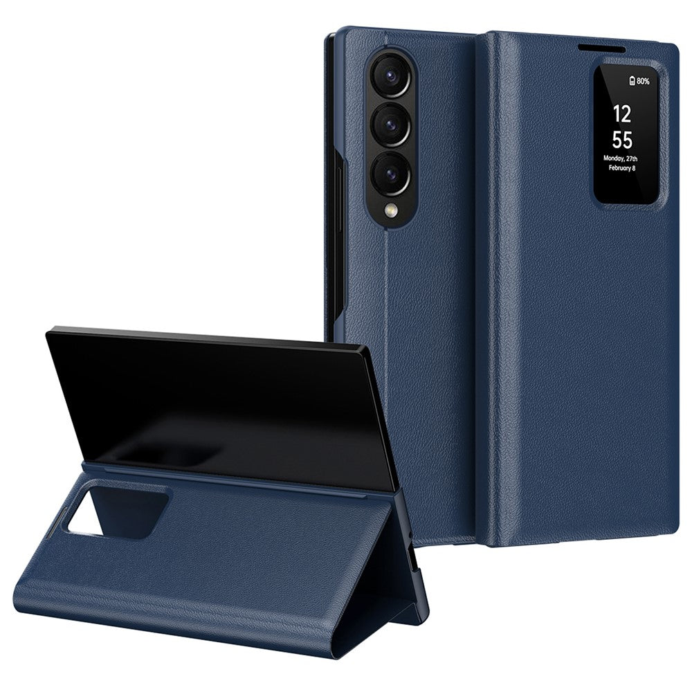 For Samsung Galaxy Z Fold4 5G Case Leather Phone Cover with View Window Card Slot