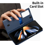 For Samsung Galaxy Z Fold4 5G Case Leather Phone Cover with View Window Card Slot