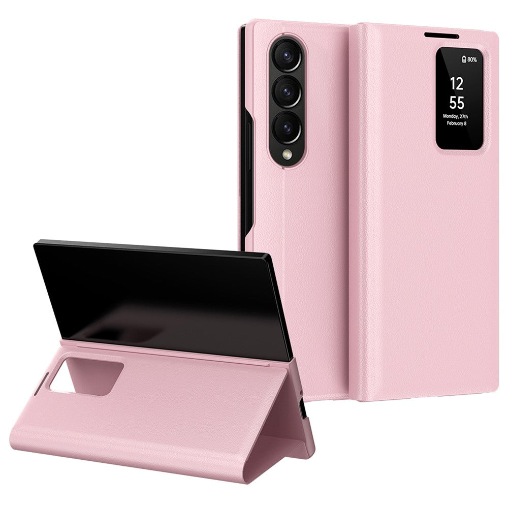 For Samsung Galaxy Z Fold4 5G Case Leather Phone Cover with View Window Card Slot