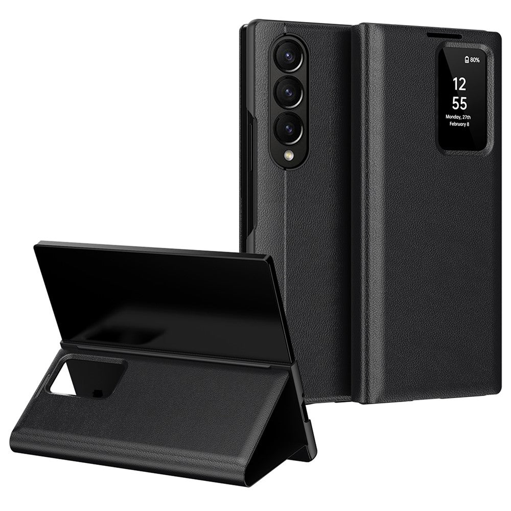 For Samsung Galaxy Z Fold4 5G Case Leather Phone Cover with View Window Card Slot