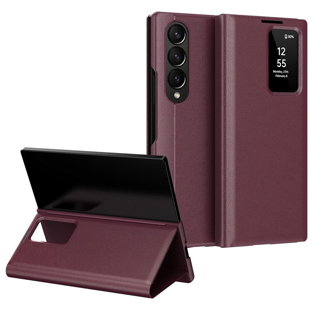 For Samsung Galaxy Z Fold4 5G Case Leather Phone Cover with View Window Card Slot
