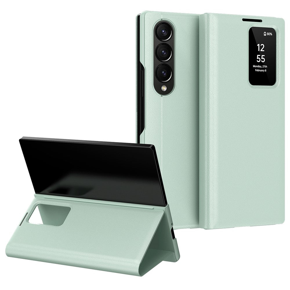 For Samsung Galaxy Z Fold4 5G Case Leather Phone Cover with View Window Card Slot