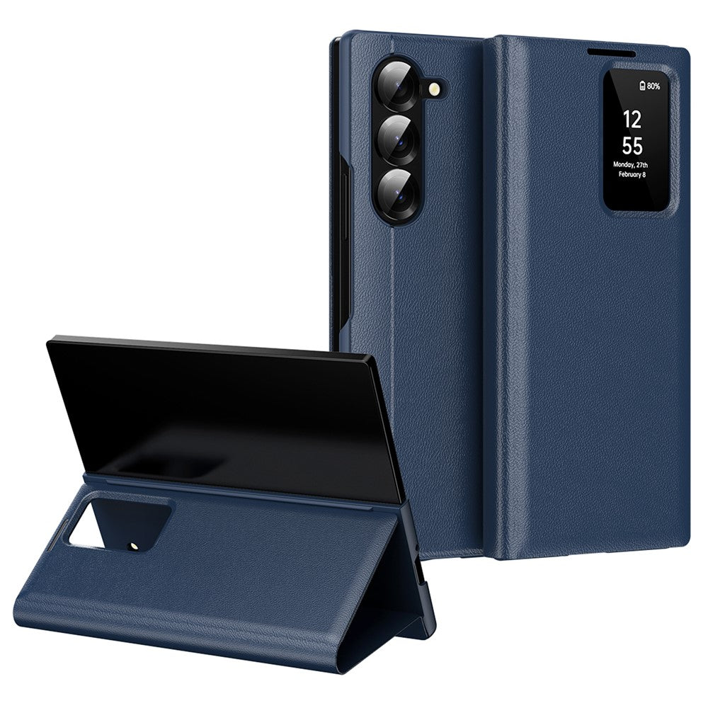 For Samsung Galaxy Z Fold5 5G Case with Card Holder Smart View Window Leather Phone Cover