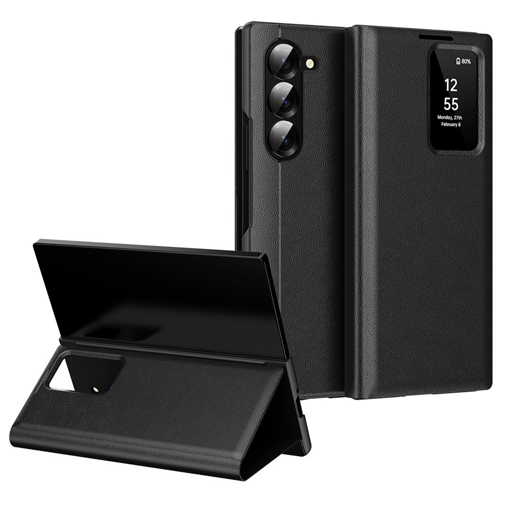 For Samsung Galaxy Z Fold5 5G Case with Card Holder Smart View Window Leather Phone Cover