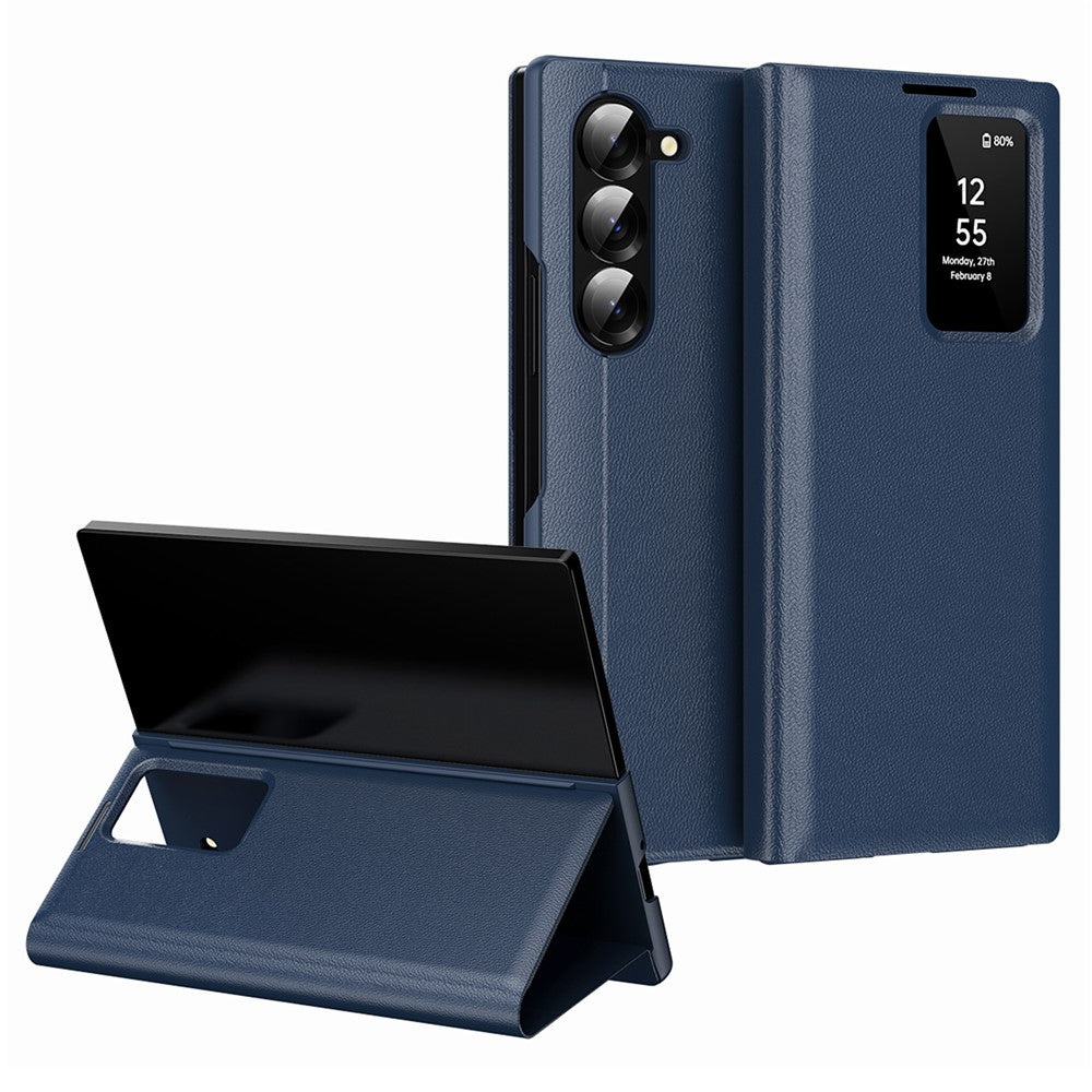 Til Samsung Galaxy Z Fold6 5G Etui med Kortlomme Smart View Vindue Læder Telefoncover